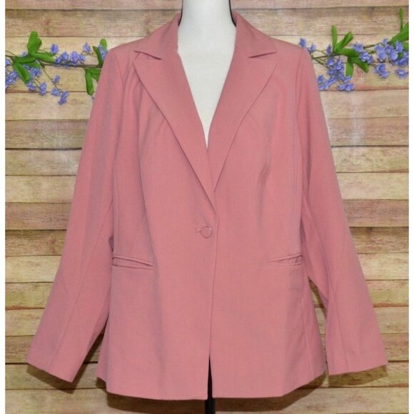 Lane Bryant Womens Size 16 Dusty Rose The Bryant Blazer Work Travel One Button - Picture 1 of 12